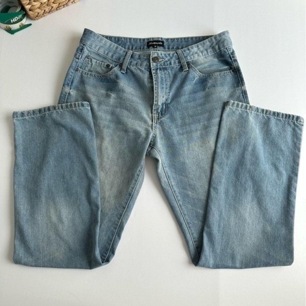 Aeropostale Mens Straight Leg Light Wash Denim Jeans Size 34x30 Blue